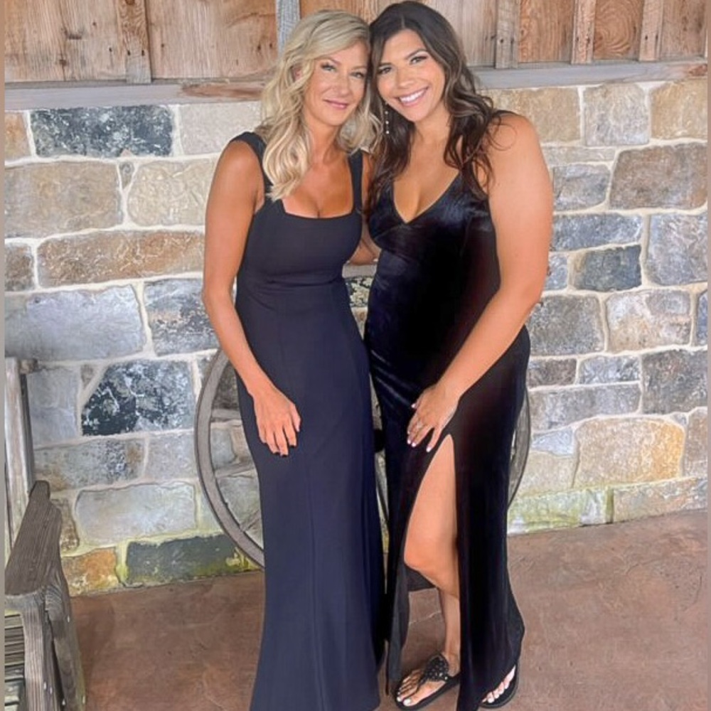 Lulu’s Black Velvet Dress with slit